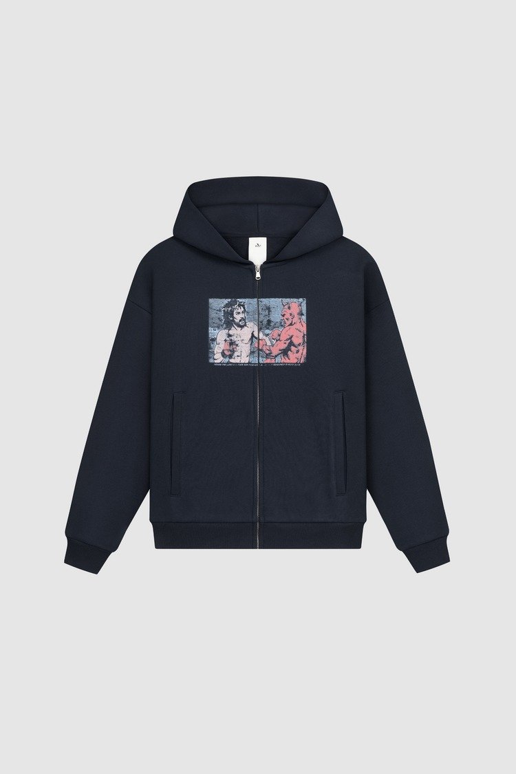 Pesoclo Jesus Wins Zip Hoodie Navy (1)