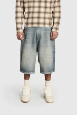 Pesoclo Distressed Denim Shorts Washed Blue