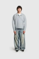 Pesoclo Knit Polo Sweater Grey