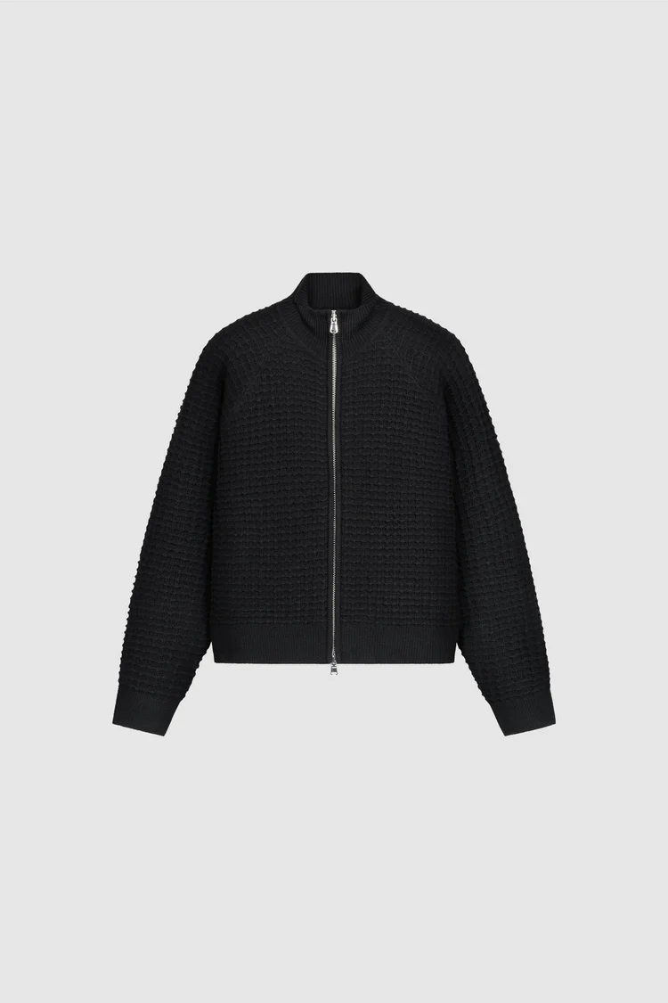 Pesoclo Waffle Knit Jacket Black Pesoclo Waffle Knit Jacket Black