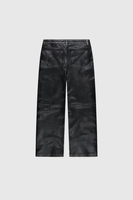 Pesocol Faded Leather Pants Faded Black