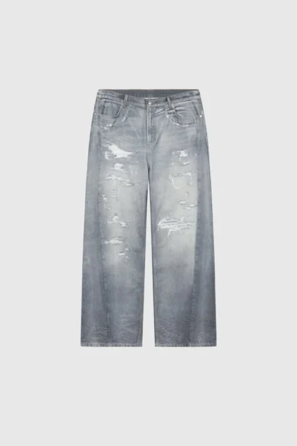 Pesocol Printed Denim Washed Blue