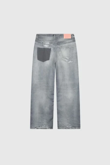 Pesocol Printed Denim Washed Blue