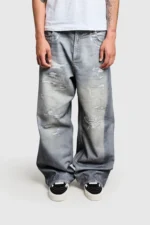 Pesocol Printed Denim Washed Blue